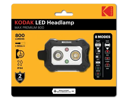 Linterna frontal recargable Kodak MAX Premium 800